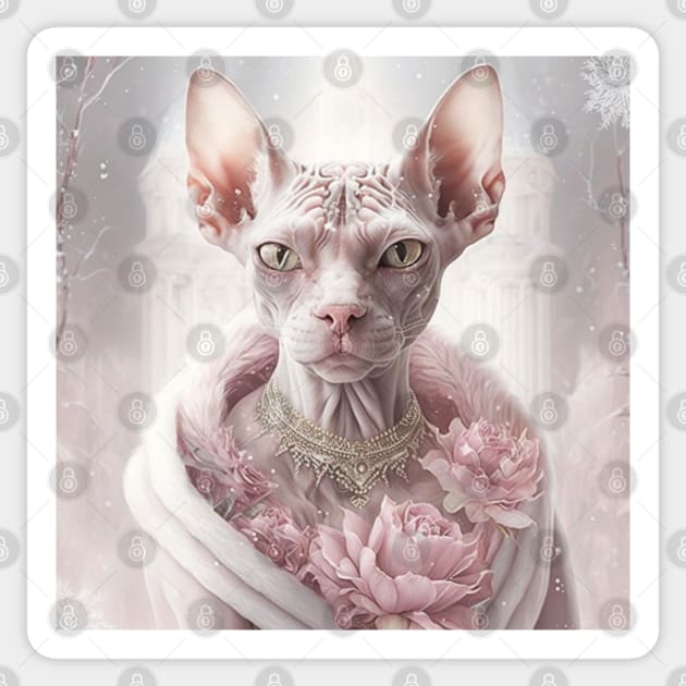 Pink Rosey Sphynx Sticker by Enchanted Reverie